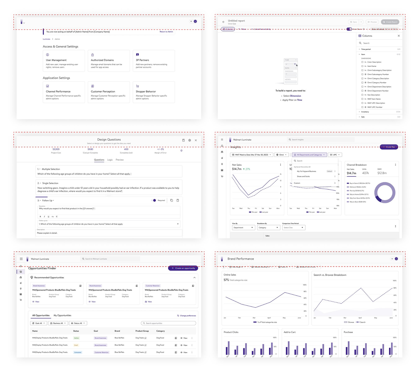 Audit mapping consistency gaps and duplicated patterns across the six Luminate products